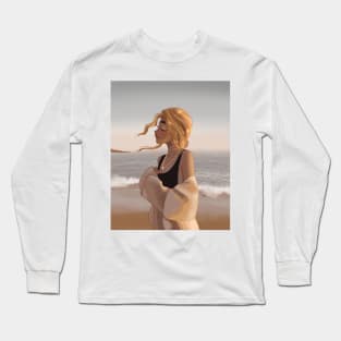 Beach Girl Drawing Long Sleeve T-Shirt